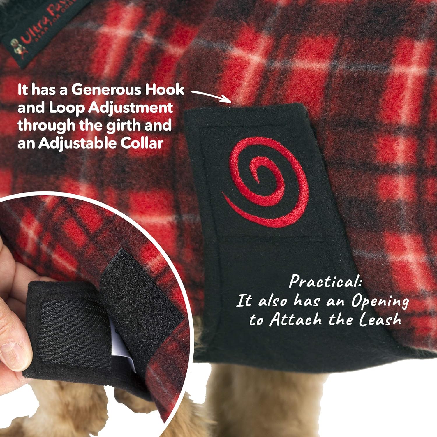 Ultra Paws Comfy Plaid Cozy Coat, Red, Petite
