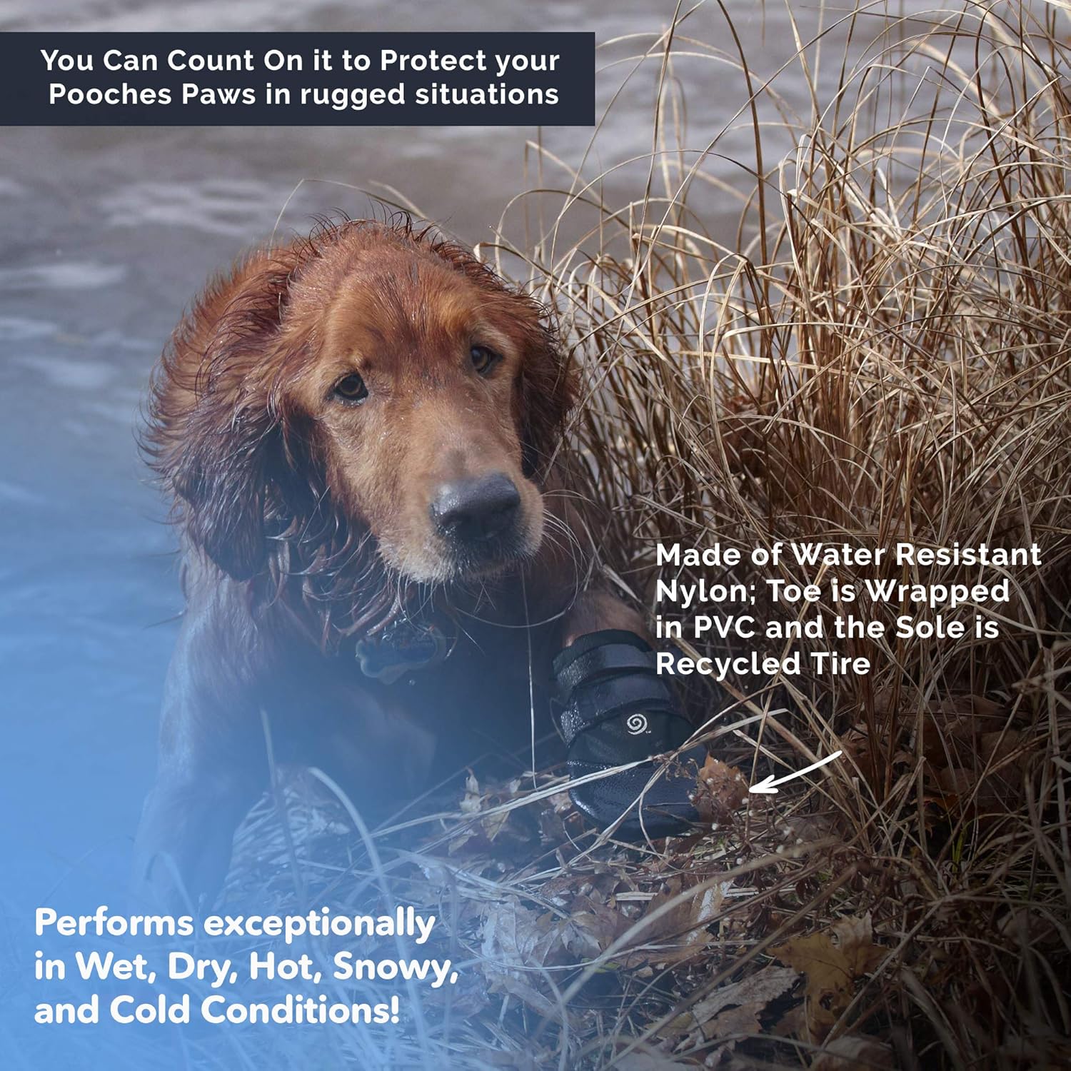 Ultra Paws Rugged Dog Boots & Paw Protectors for Small, Medium and Large Dogs Black